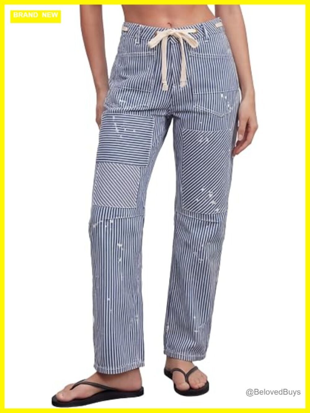Women's Barrel Jeans Wide Leg Baggy Mid Waist Boyfriend Y2k Striped Denim Pants